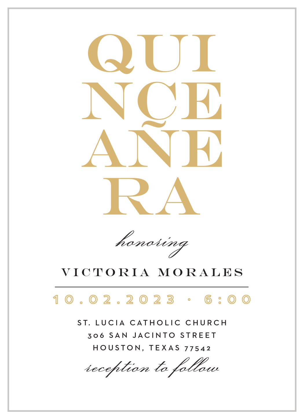Type Stack Foil Quinceañera Invitations