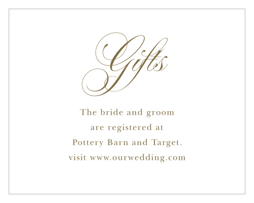 Inform your guests as to where you've chosen to display your gift wishlists, by putting their locations on our Trendy Swirls Registry Cards!