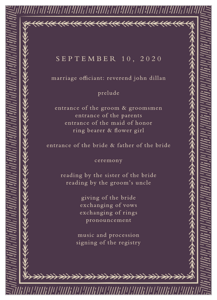 Ornate Frame Wedding Programs