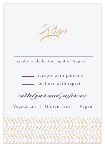 Ornate Frame Foil Response Cards help you finalize your guest lists well in advance of your special day.