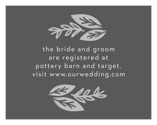 Direct guests to your wedding wish list and website using the Gardens Abound Foil Registry Cards.