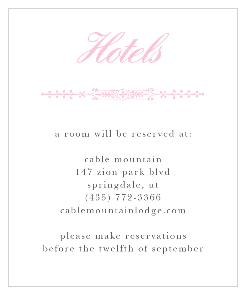 Subtle Elegance Accommodation Cards