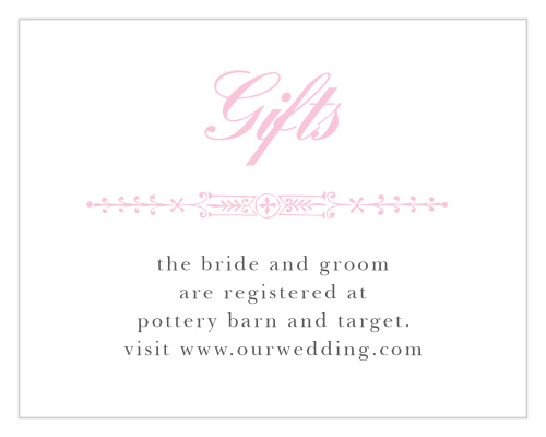 Make sure your guests know your registry details using the Subtle Elegance Registry Cards.
