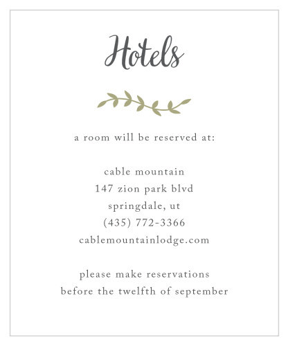 Make sure your guests know the best places to stay when they attend your wedding using the Rustic Nature Accommodation Cards.