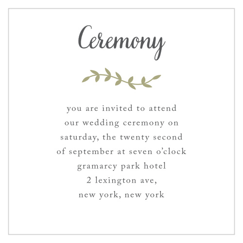Make sure your guests know the ceremony details using the Rustic Nature Ceremony Cards.