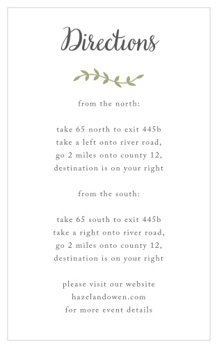 Make sure your guests know the best routes to get to your wedding using the Rustic Nature Direction Cards.