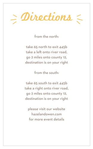 Make sure your guests know the best routes to get to your wedding using the Pretty Playfulness Direction Cards.
