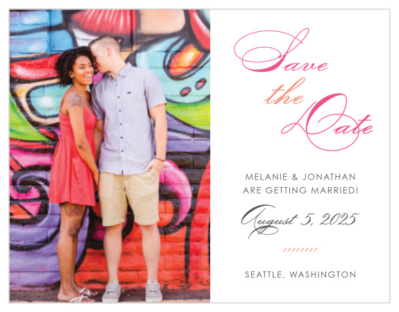 Ensure that your friends and family know when your wedding will be using the Modern Script Save-the-Date Cards.