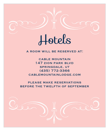 Make sure your guests know the best places to stay when they attend your wedding using the Sweet Elegance Accommodation Cards.