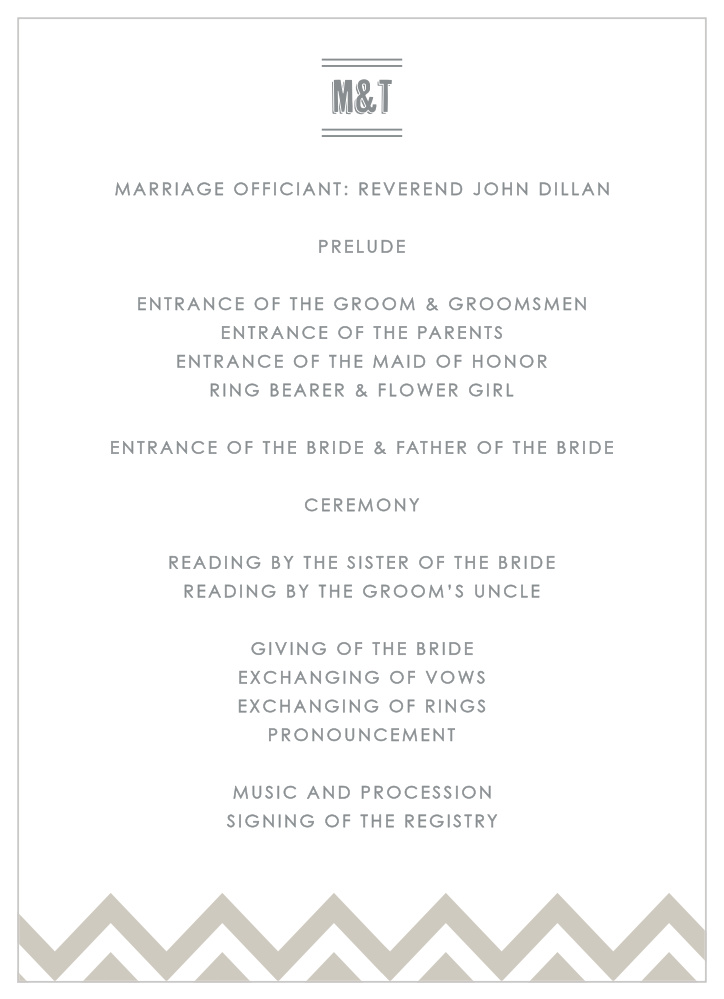 Place to Be Wedding Programs