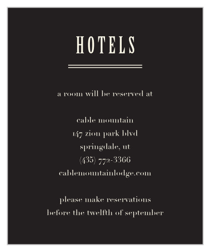 Make sure your guests know the best places to stay when they attend your wedding using the Ex Libris Accommodation Cards.