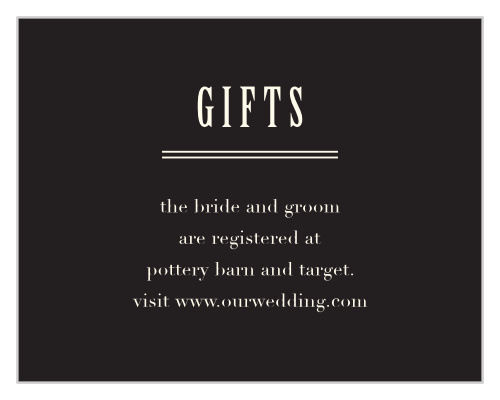 Make sure your guests know your registry details using the Ex Libris Registry Cards.