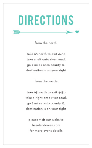 From the Love vs. Design collection by Basic Invite comes the Love Struck Direction Cards, an elaborate and modern take on cupid's arrow! 