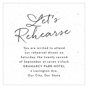 Our Darling Couple Rehearsal Cards bring loved ones together to practice the night before your wedding.