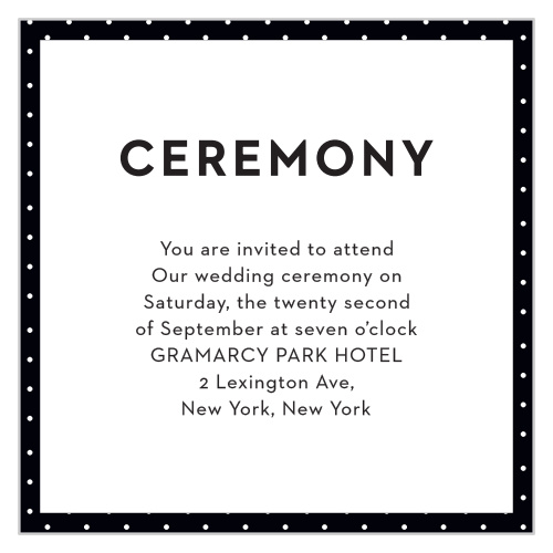 High Contrast Ceremony Cards provide a classic, vintage look for your modern wedding.
