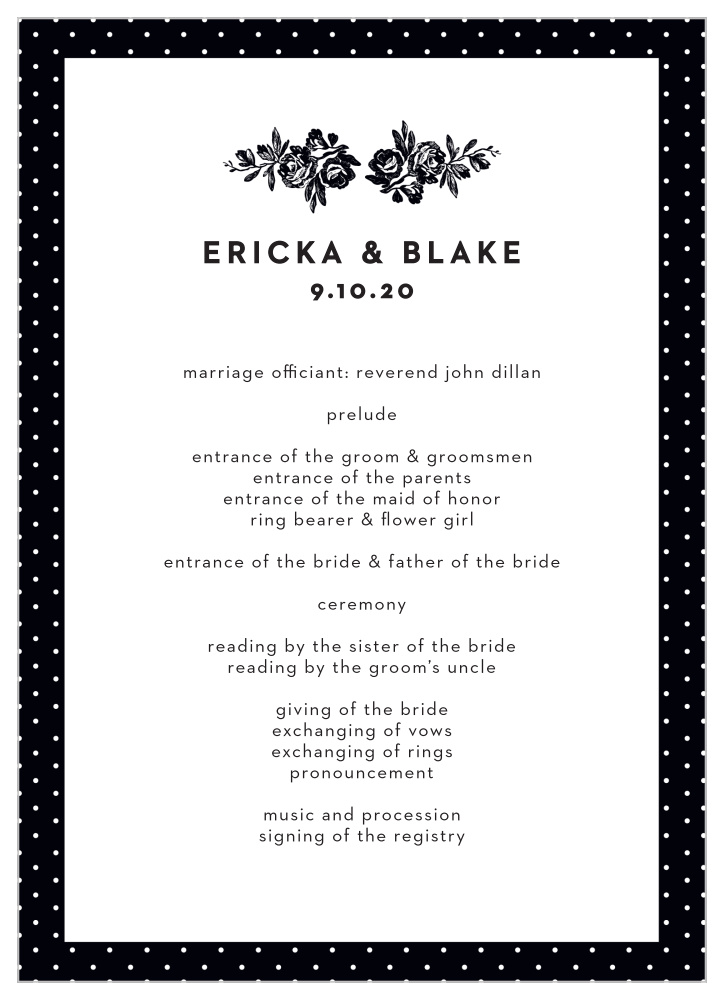 High Contrast Wedding Programs