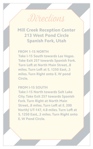 Spare your guests from the frustrations of finding the location to your event with a trendy directions card