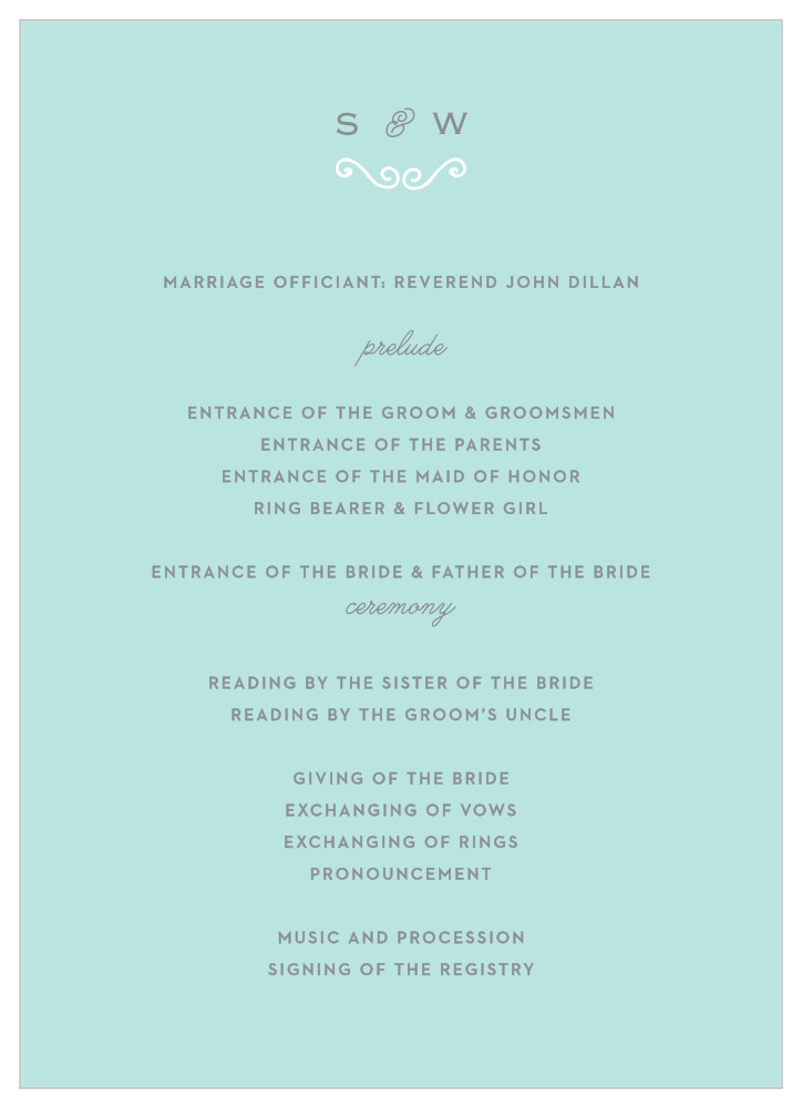 Classy & Curly Wedding Programs