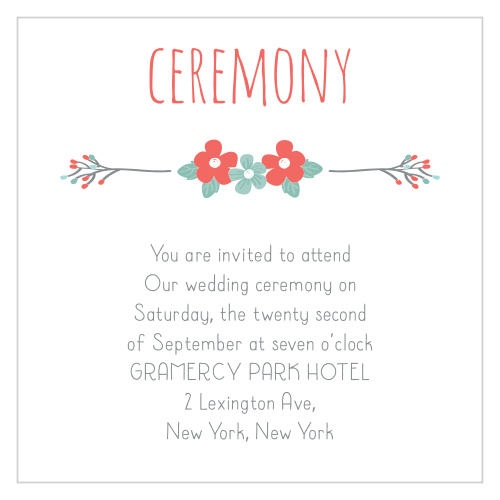 The Live and Love Ceremony Cards as well as the rest of the wedding suite are reminiscent of a fairy tale with it's enchanting illustrations, ensure that your loved ones are there to witness the magic as you marry your soulmate!