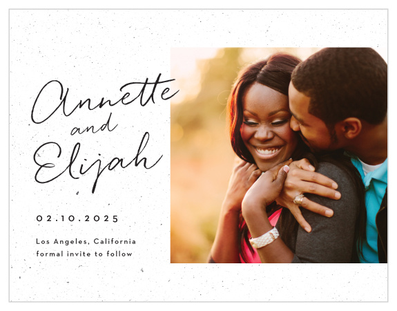 Family and friends are sure to pencil your wedding date in their calendars when they see the look of our Darling Couple Save the Date Magnets.