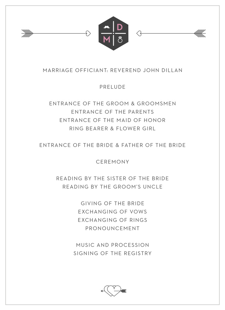 Just My Type Wedding Programs