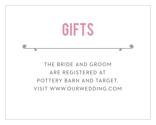 Make sure your guests know your registry details using the Just My Type Registry Cards.