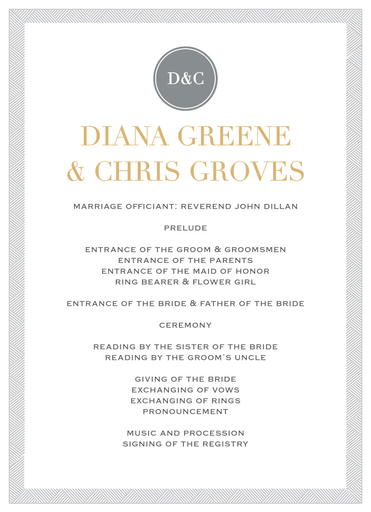 Simply Modern Foil Wedding Programs