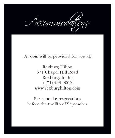 If you are looking for an accommodation card to match the classic sophistication of our Forever Modern photo wedding invitation, then our Forever Modern accommodation card is the right enclosure card for you.