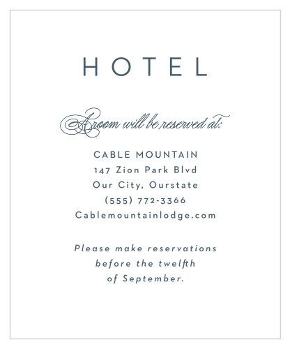 When you've reserved a place for your out-of-town guests to rest after your event, let them know where it is, using our Opaque Love Accommodation Cards!