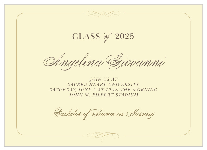 Our Elegance Graduation Invitation is just that. A simple yet elegant design that lets you accent your graduate's accomplishments.
