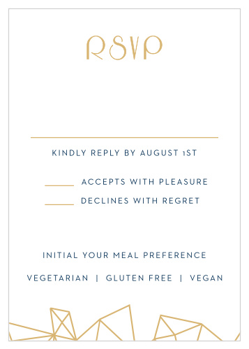 Gold foiled diamonds are tastefully scattered across the bottom of the Modern Deco Foil Response Cards.