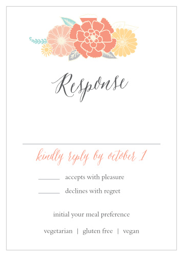 Tally up each of your guests, alongside their meal preferences and other needs, with our gorgeous Sweet Bloom Response Cards.