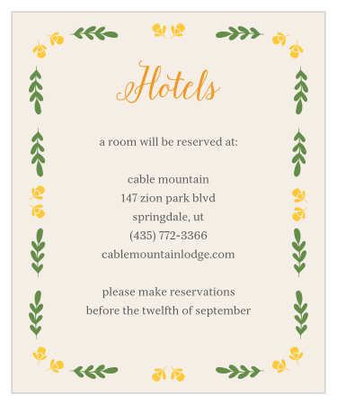 Make sure your guests know the best places to stay when they attend your wedding using the Vintage Blossom Accommodation Cards.