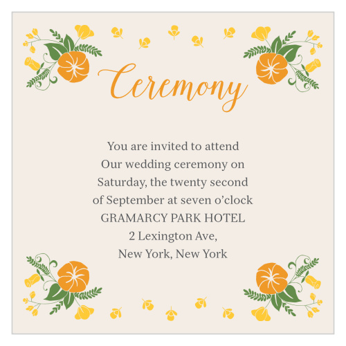 Make sure your guests know the ceremony details using the Vintage Blossom Ceremony Cards.