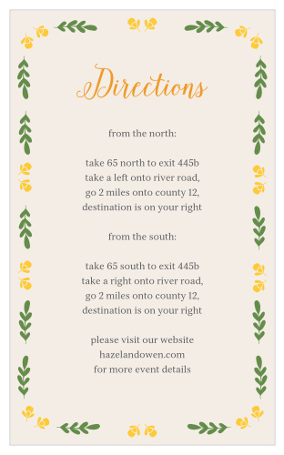 Make sure your guests know the best routes to get to your wedding using the Vintage Blossom Direction Cards.