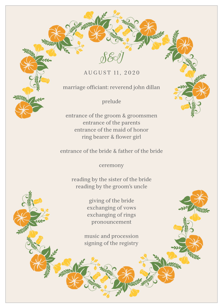 Vintage Blossom Wedding Programs