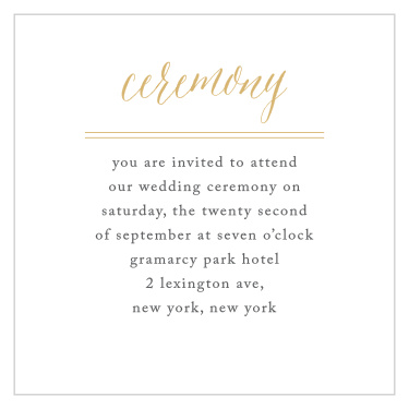 The Rustic Chic Foil Ceremony Cards are simple and stylish!