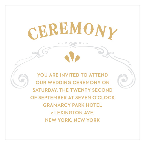 The bright gold-foil titles on our Cheerful Celebrations Foil Ceremony Cards are a fantastic first impression of your intimate celebration.