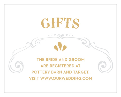 Our beautifully simple Cheerful Celebrations Foil Registry Cards help ensure that you only receive the gifts you actually want and need.