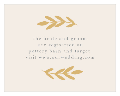 Glimmering Garland Foil Registry Cards allow you to direct your guests to the gifts of your choice so that you don't have to worry about receiving too many toasters on your wedding day.