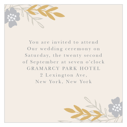 Glimmering Garland Foil Ceremony Cards give you the opportunity to invite only a select few to your smaller, more intimate ceremony.