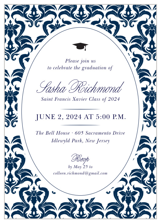 The Elegantly Framed Graduation Announcement is a elegant design with a pattern border than can be changed to give your card a unique look and feel.