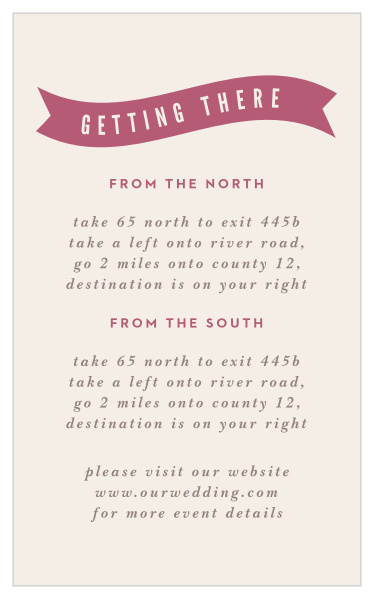 Make it easier on your guests with perfectly matching Ribbons and Confetti Wedding Directions Cards.