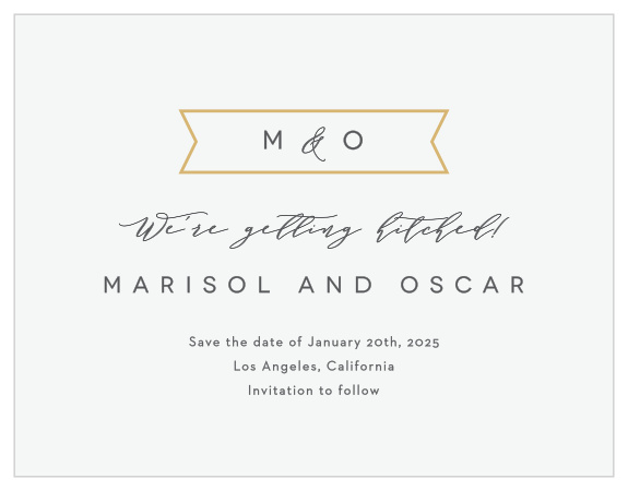 Family and friends are sure to mark your wedding date on their calendars when you send out our Contemporary Banner Save the Date Cards.