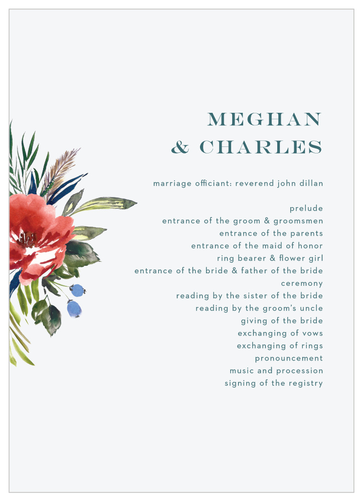 Arctic Florist Wedding Programs