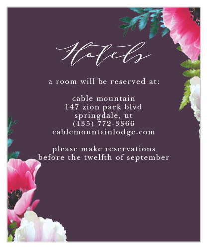 The Vibrant Anemone Accommodation Cards are an exquisite display of contrasts.