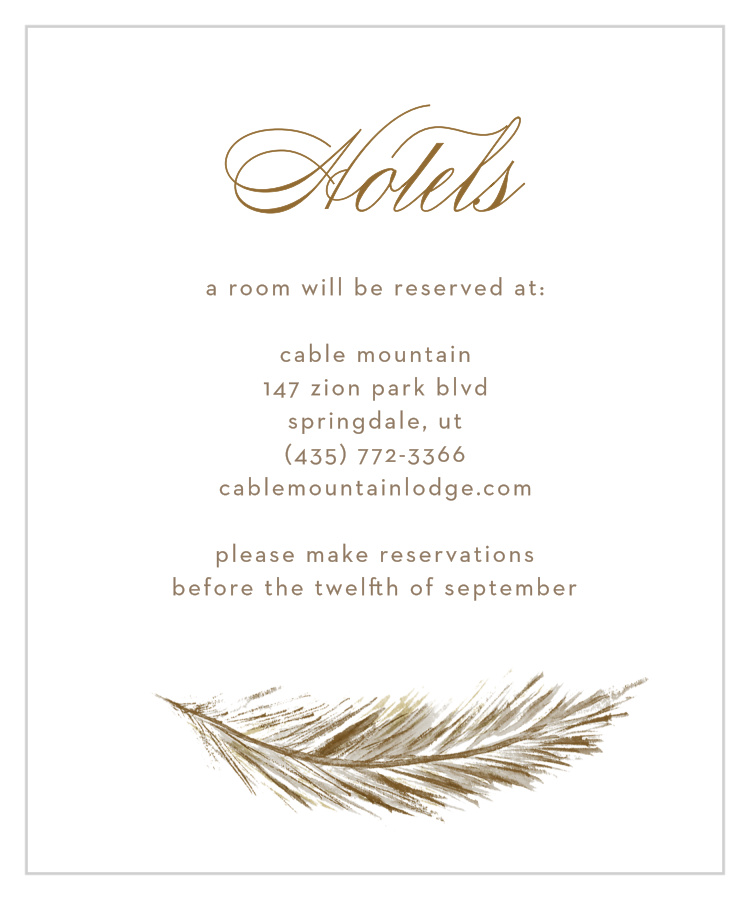 Falling Feathers Accommodation Cards