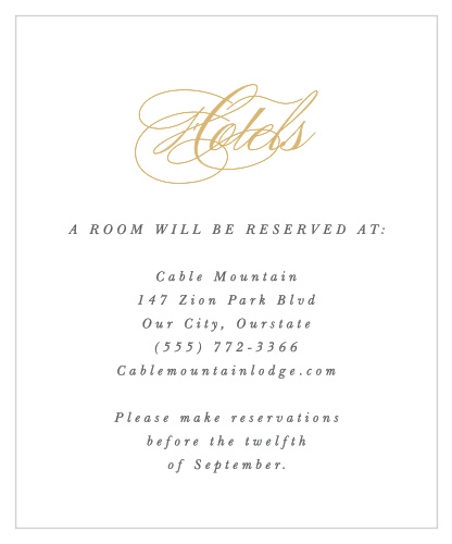 Let your guests know where they will get to stay, while in town for your event, using our Simple Border Accommodation Cards!