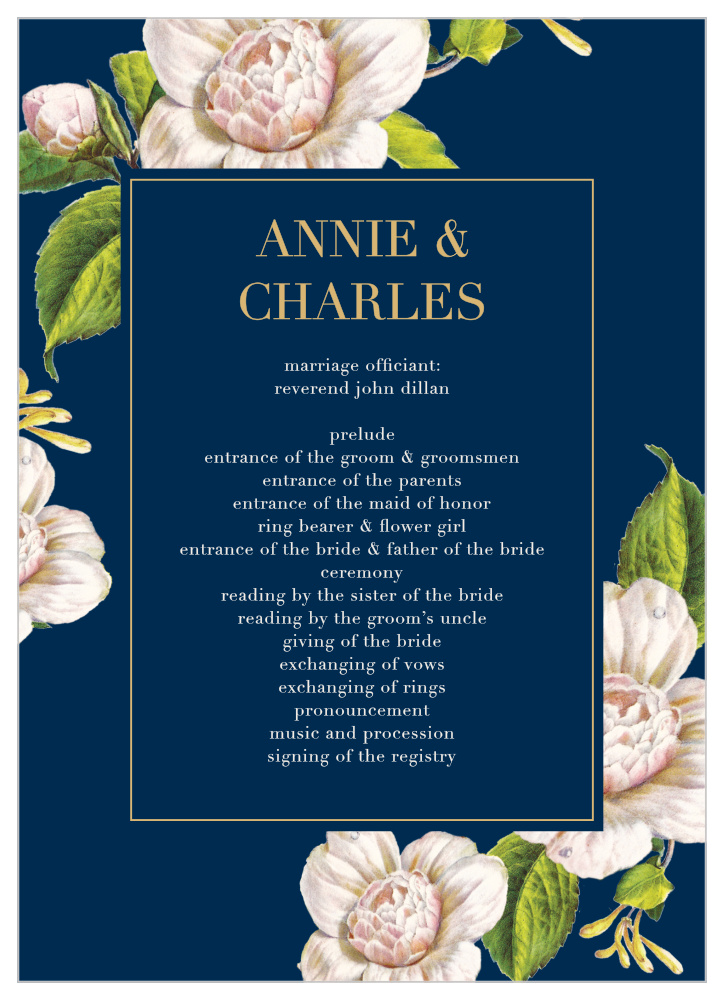 Moonlit Honeysuckle Foil Wedding Programs