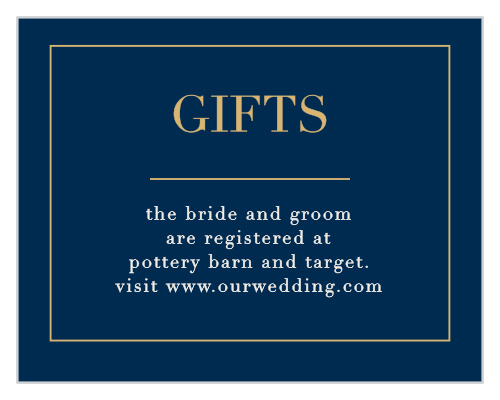 The Moonlit Honeysuckle Foil Registry Cards feature a gorgeous color and foil combination of rich navy and our notorious raised gold foil.